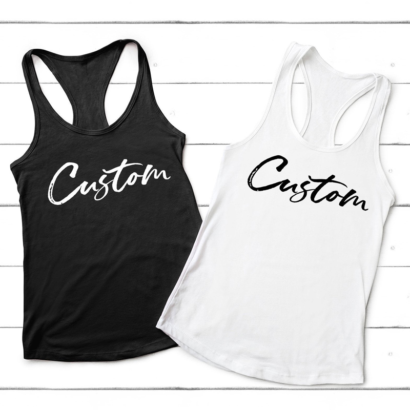 

Custom Personalized Tank Tops Women' Racerback Sleeveless Fitness Gym Workout Tank Shirt Gift For Her -XL, Black
