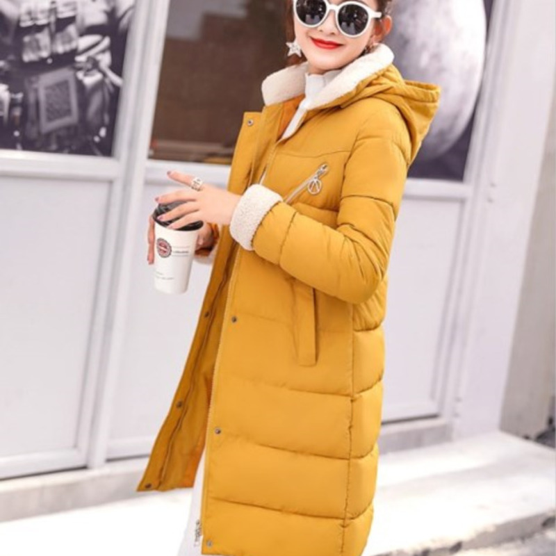 

Plus Size 2018 Winter Jacket Women Thick Long Women Parkas Hooded Female Outwear Coat Down Cotton Padded Snow Wear Jacket Km035, Caramel color