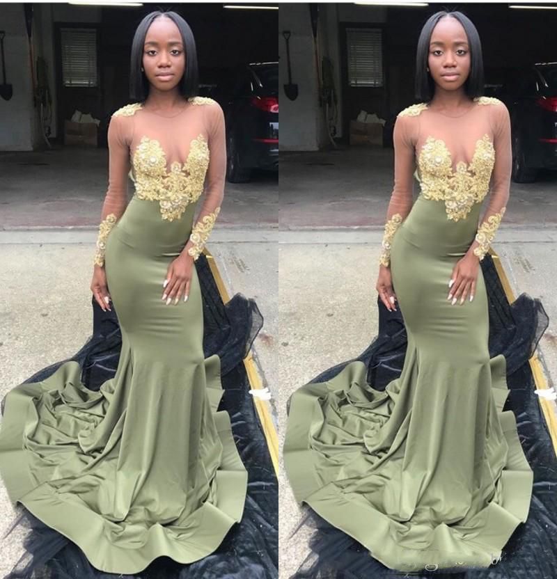 

Sexy Illusion Long Sleeve Gold Lace Applique Green Prom Dresses Long 2020 Mermaid Arabic Dubai Evening Dress Robe De Soiree, Pink