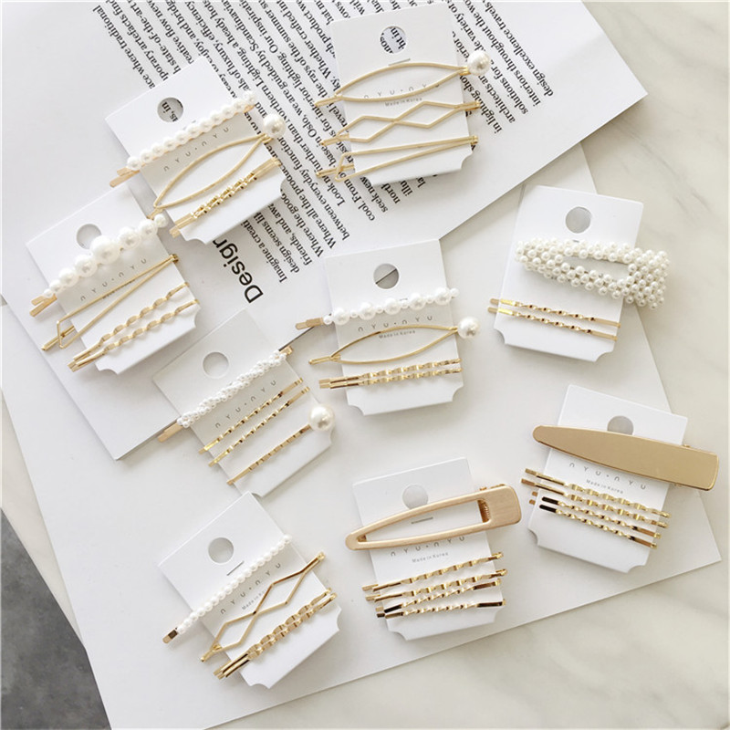4pcs / Set Metal Pearl Cheveux Clip Pin Pin Barrette Coiffure Cheveux Accessoires pour Femmes Filles Beauté Beauty Styling Outils Coupes de cheve