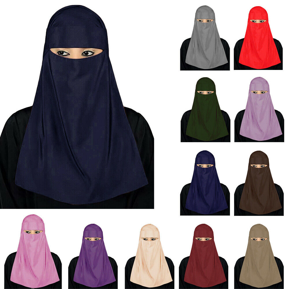 

Muslim Hijab Islamic Veil Burqa Burka Niqab Nikab Women Solid Color Amira Scarf Headwear Arab Prayer Hijab Headscarf Face Cover, Mixed colors