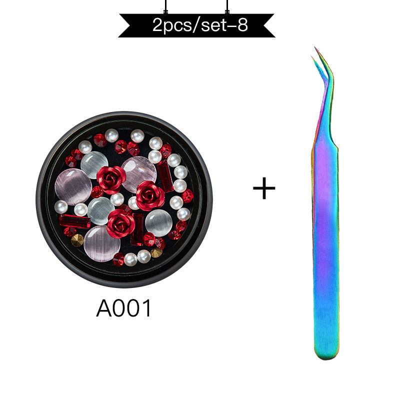 

1 Box Mixed Colorful Rhinestones for Nails 3D Stones Nail Art Decorations Diy Design Manicure Decals with Nail Tweezer