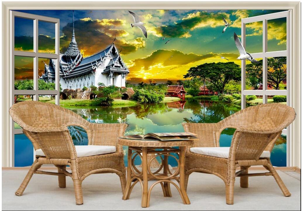

WDBH custom photo 3d wallpaper Buddha temple, Southeast Asia style background living room home decor 3d wall murals wallpaper for walls 3 d, Non-woven