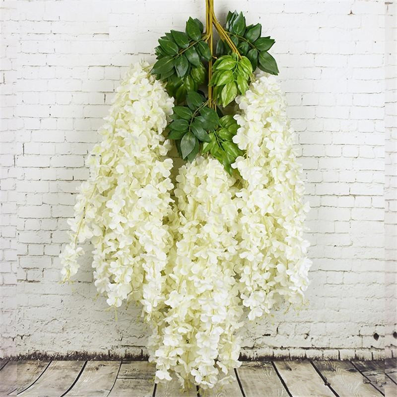 

New Encrypted Hydrangea Wisteria Flower String Home Wedding Decorations Hanging Flower Vine DIY Suppliles Free Shipping, Purple