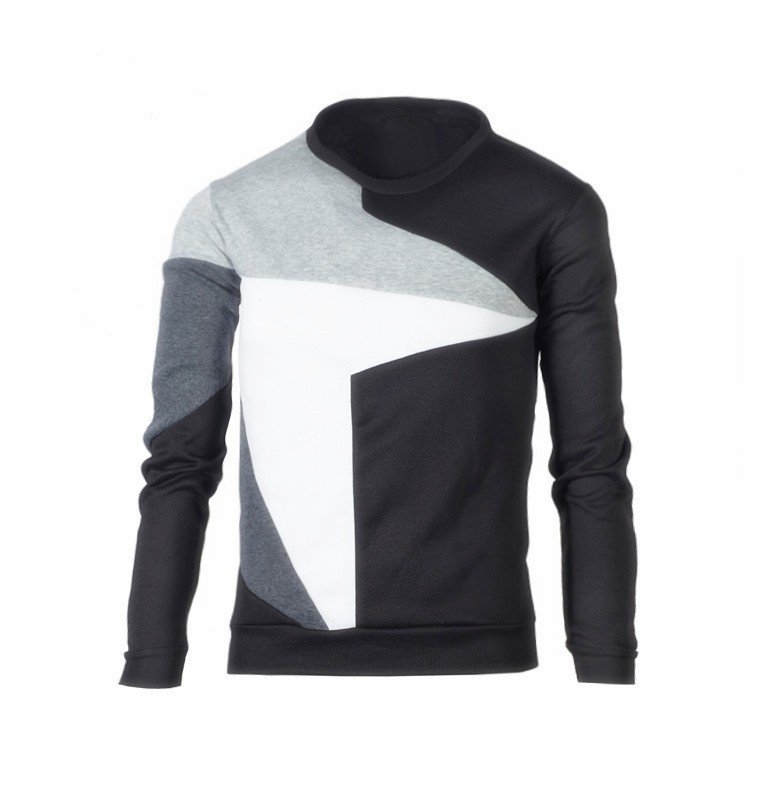 

Men's Matching Color Casual Fleece Hoodies 2019 Round Collar Contrast Color Long Sleeve Fleece Slim Fit Mens Pullove Sportswear, Black