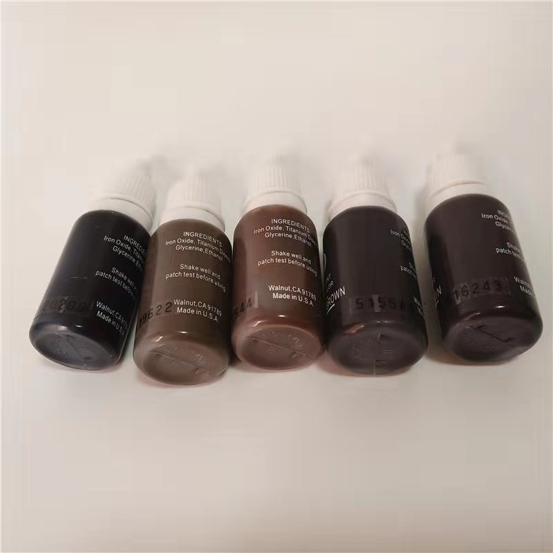 

5pcs permanent makeup pigment micropigment tattoo ink 15ml/bottle cosmetic manual 3d eyebrow black brown mix color