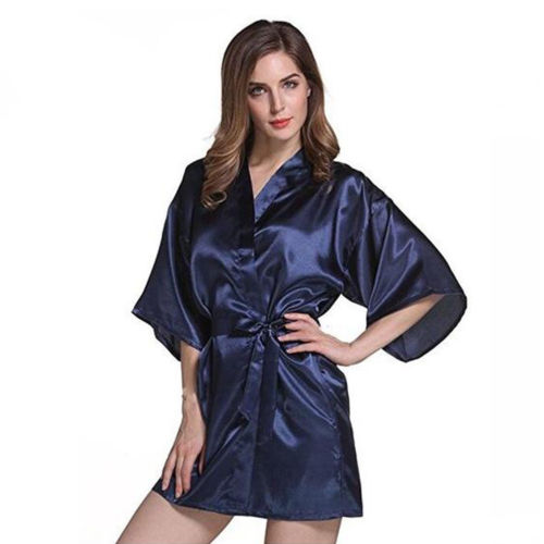 

Women Satin Silk Robe Bathrobe Kimono Lady Nightwear Robe Casual Clothing Women Sleepwear, Pink