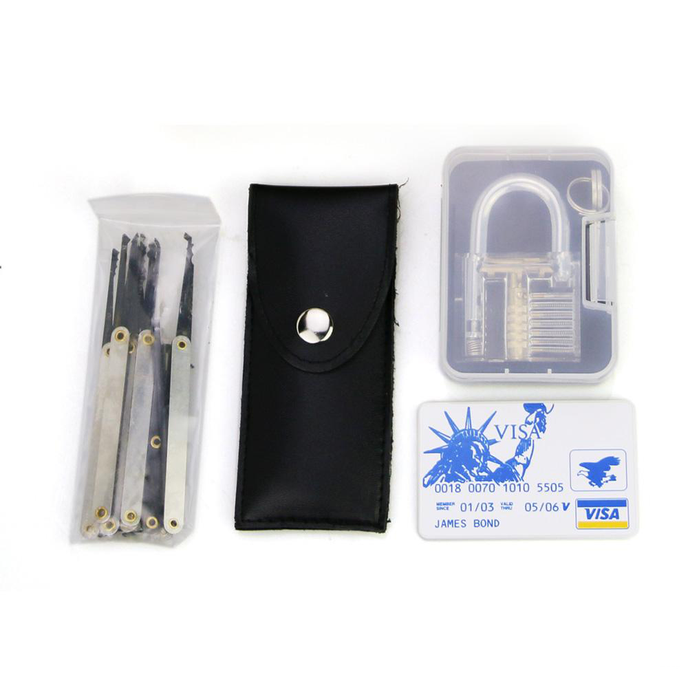 

7 Pin Transparent Practice Padlock + 12pcs / set Lock picks Locksmith Tools + Credit Card Lock Pick Set