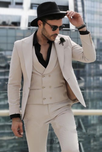 

Fashionable One Button Groomsmen Peak Lapel Groom Tuxedos Men Suits Wedding/Prom/Dinner Best Man Blazer(Jacket+Pants+Tie+Vest) A165, Same as image