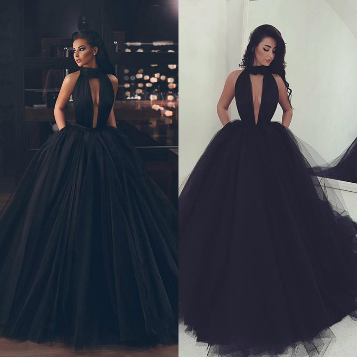 

Backless A Line Prom Dresses Halter Sleeveless Side Split Chiffon Party Gowns Sweep Train Special Occasion Dresses, Chocolate