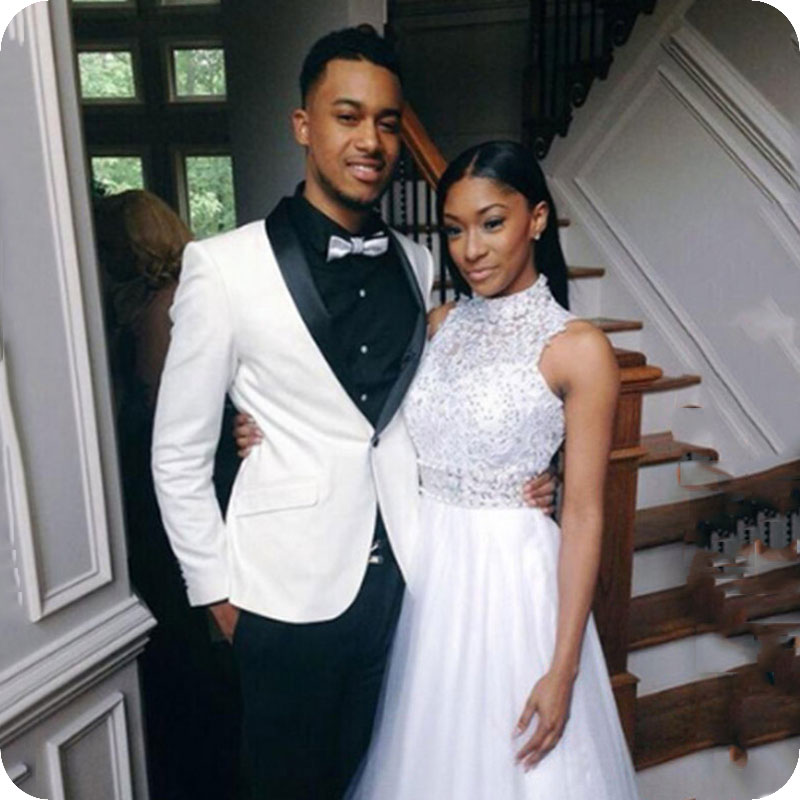 

TPSAADE Slim Fit Groom Tuxedo Casual White Suits for Wedding Man Blazers Prom Party 2 Pieces Custom Costume Homme Slim Fit, As picture