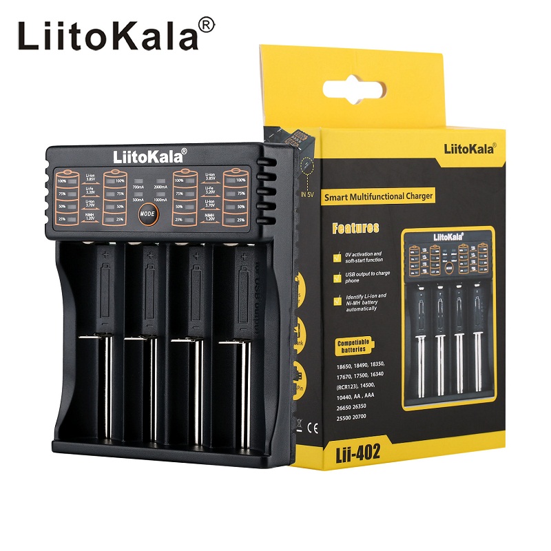 

LiitoKala multifunctional 18650 battery charger 2 lii-100B lii-100 lii-202 lii-402 LiFePO4 1.2V Ni-MH rechargeable batteries