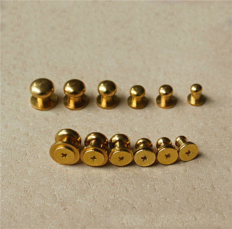 10x Messingknopf Nieten Screwback für Leder Craft Gürtel Handtasche