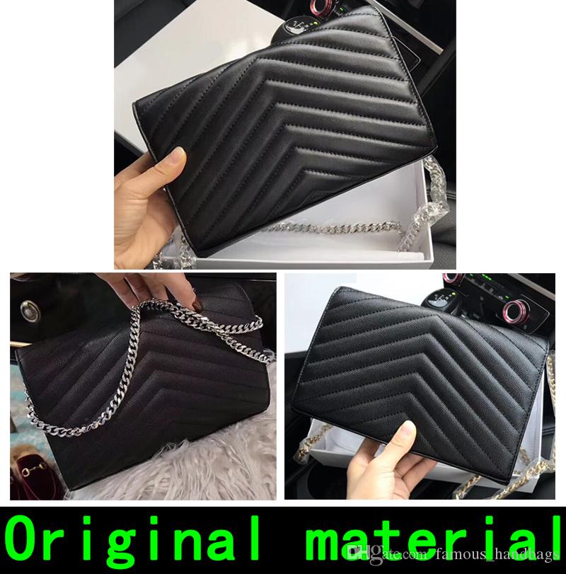

handbags real leather high quality handbag purses Gold Silver chain Sheepskin Cowhide wallet handbag Come With BOX, Red sheepskin silver chain