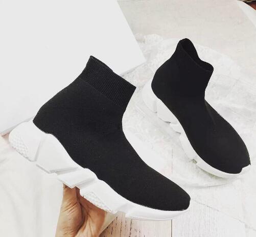 

FREE SHIPPING Hot Brand Unisex Casual Shoes Flat Fashion men Socks Red Triple Black Stretch Mesh High Top women Sneaker Speed Runner