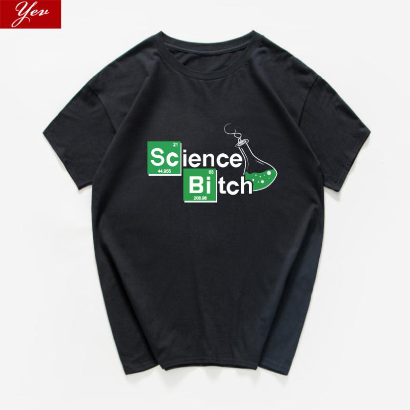 

science bitch funny T Shirt Men cool loose streetwear hip hop Novelty Sarcastic 100% cotton science Tshirts Harajuku men clothes, F429mt white