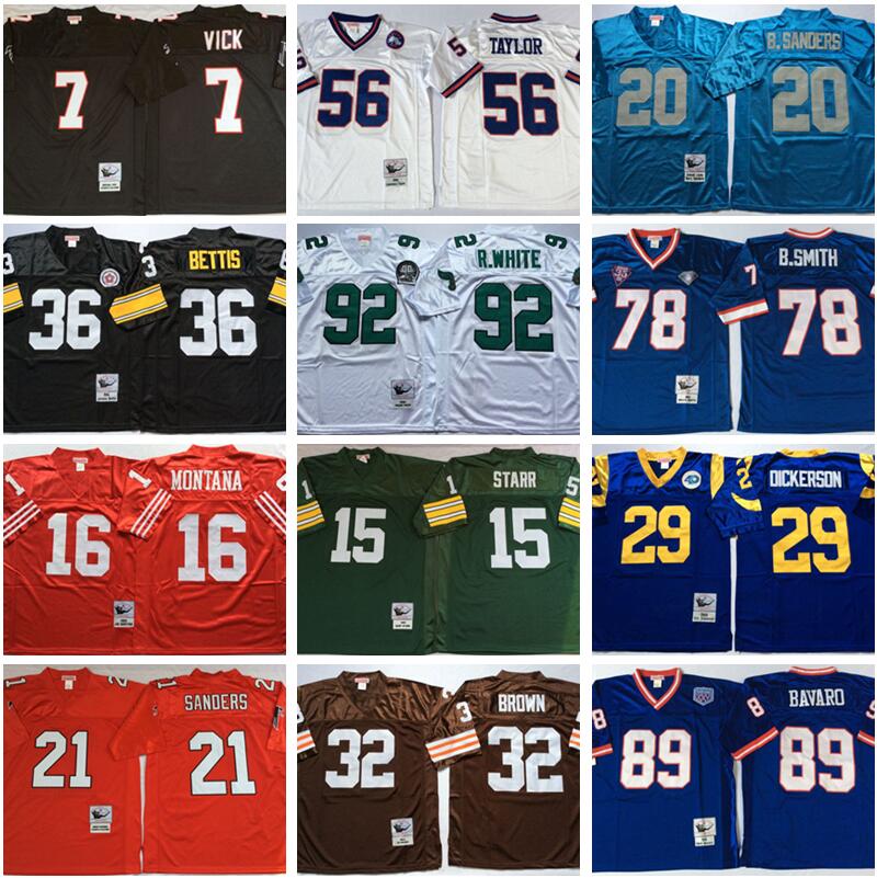

NCAA Football Michael Vick Jerseys Joe Montana Barry Sanders Bruce Smith Jerome Bettis Lawrence Taylor Reggie White Jim Brown Bart Starr, Photo