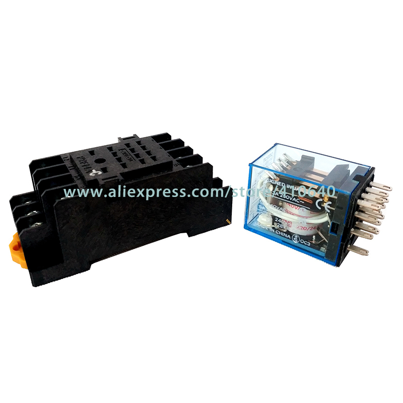 1 pièce Bonne bonne qualité My4N-J Relais intermédiaire 220V / 24V AC avec une bonne qualité Base de socket Autre tension en gros stock