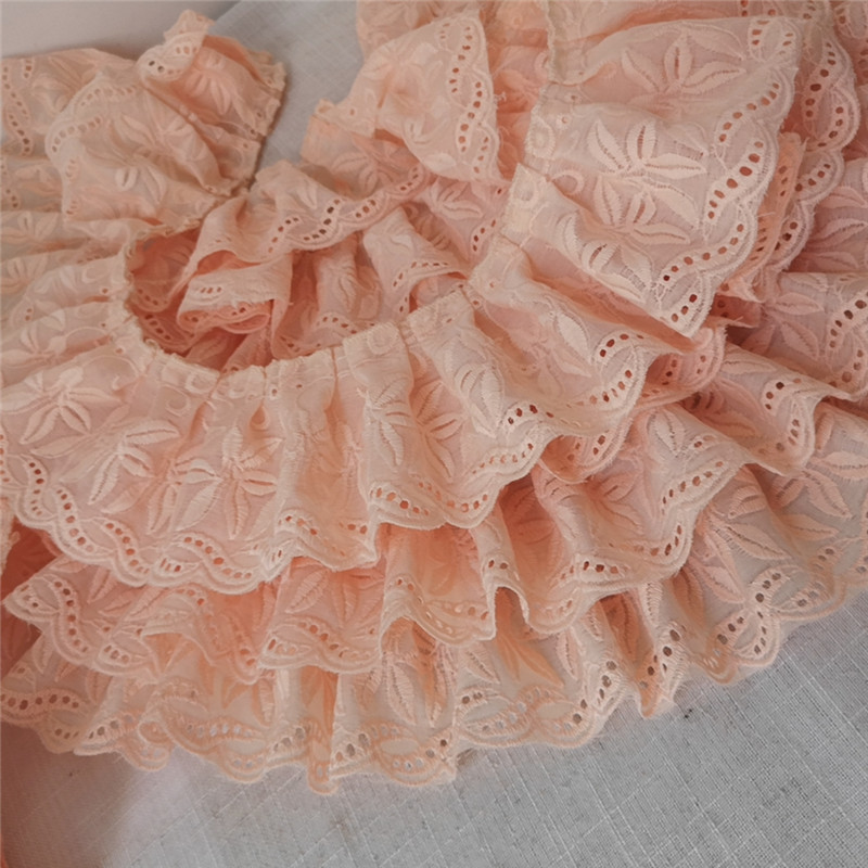 

5 yards 7.5-15cm wide orange ruffled cotton fabric embroidery dress clothes lace trim ribbon tapes V24X2H200512V