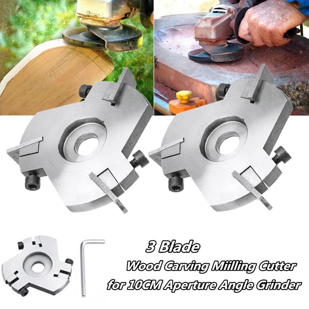 

Power Wood Carving Angle Grinder Cutter Tool Woodworking Three-tooth Turbo Plane Wood Milling Cutter Carving Blade