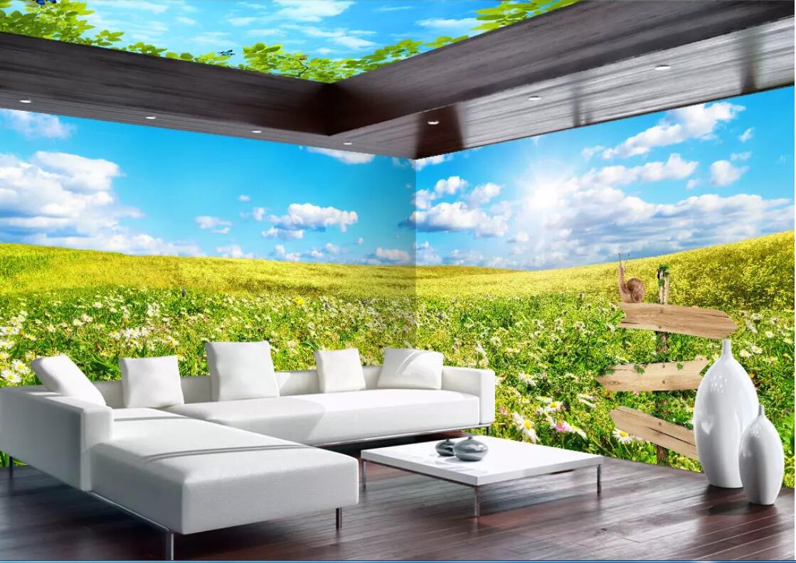 

3d wallpaper custom photo murals Background wall Fresh pastoral scenery, blue sky, white grassland, pasture home decor wall art pictures, Picture shows