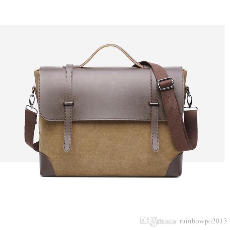 

Factory wholesale brand bag, Fashion Leisure Canvas Handbag, simple large capacity computer bag, trend canvas leather leisure briefcase