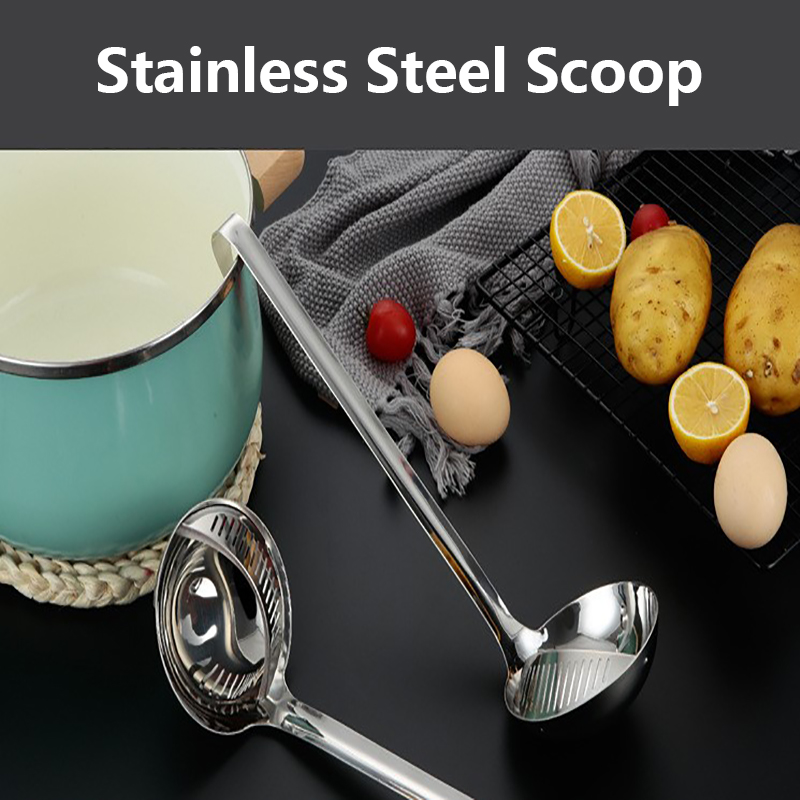 

1PC Creative 2In1 Stainless Steel Soup Spoon Colander Long Handle Detachable Porridge Spoon Filter Strainer Kitchen Cooking Tool