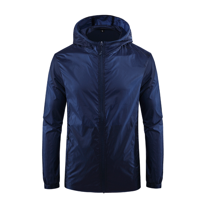 

Thin Summer Men Outdoor Sun Protection Jacket Solid Color Hooded Clothing Jacket Anti UV Windproof Zipper Cardigan Casual, Black