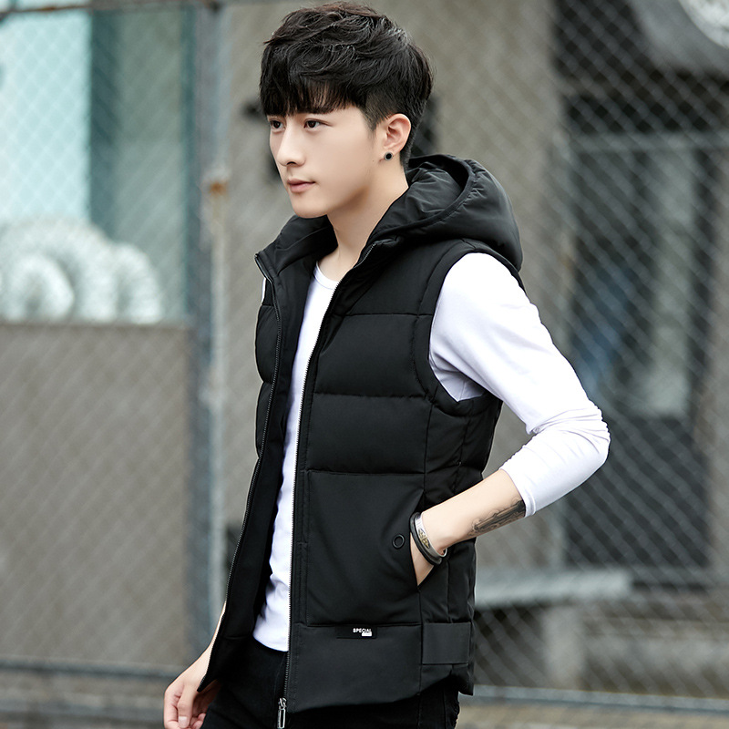 2018 High Quality Mens Vest Casual Outwear Waistcoat Hat Detachable Thicken Autumn Winter Warm Sleeveless Jacket Veste Homme 4XL