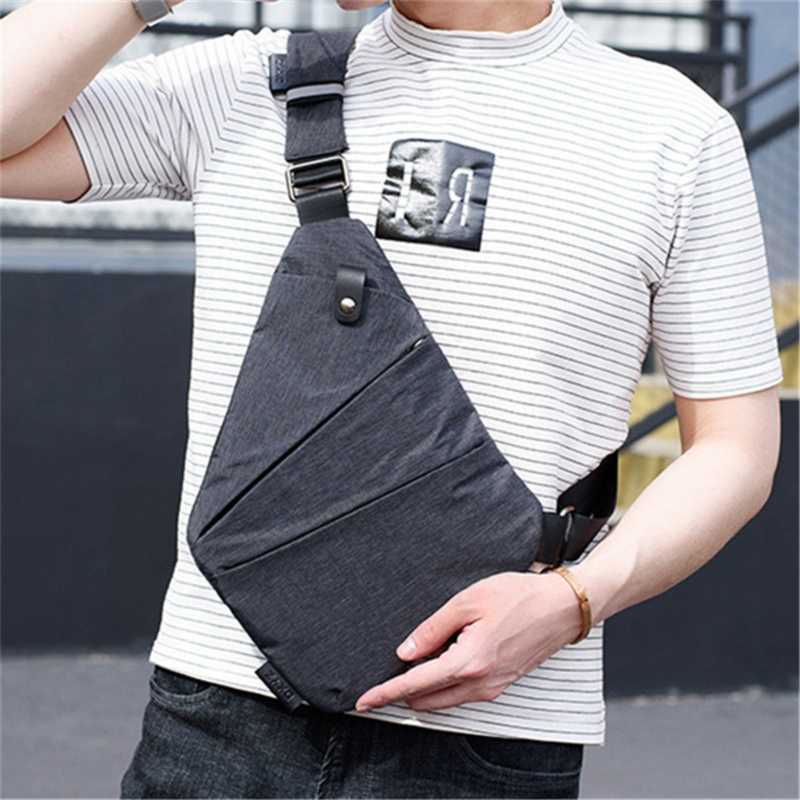

Travel Men Canvas Chest Bag Fitness Messenger Bag Crossbody Black Casual Simple Single Anti Theft Shoulder, Sky blue