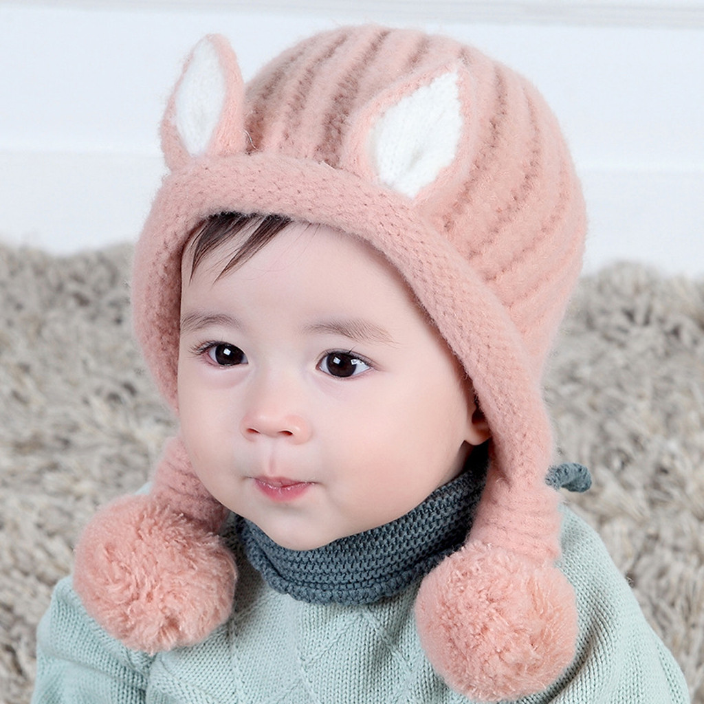Baby Boy Infant Cotton Elastic Knitted Spring Autumn Hat Cap Christening Baptism
