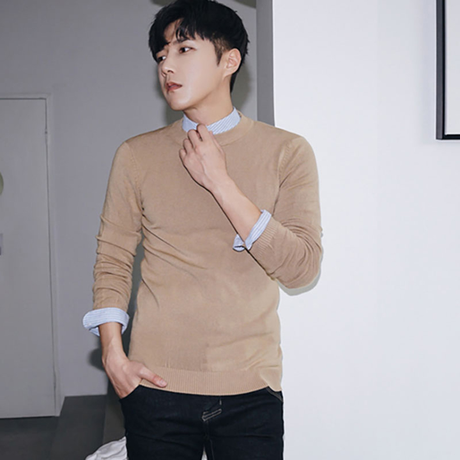 

Solid Color Slim Winter Sweater Warm Knitted Pullover Men Turtleneck Sweater Korean Style Wool Smart Casual Mens Sweaters 2019, As pic