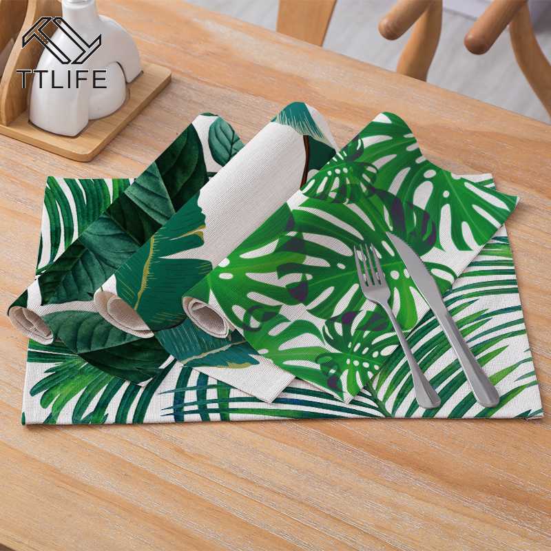 

TTLIFE Tropical plants Placemat Waterproof Table Mat Cup Pad Drink Coasters Place Mats for Dining Table Party Decorations