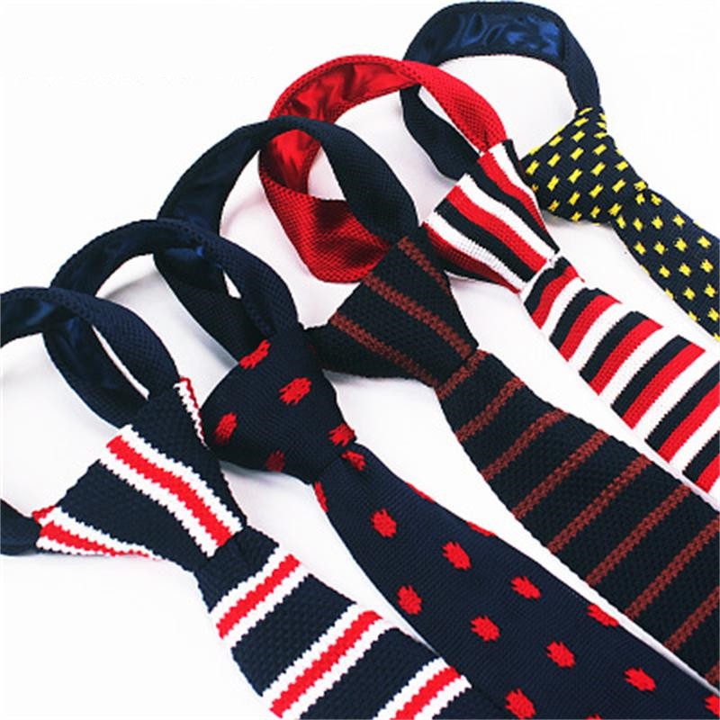 skinny neckties for men knitting neckwear brand ties stripes print men's neck ties dress shirt 2 pcs/lot-image-95803450