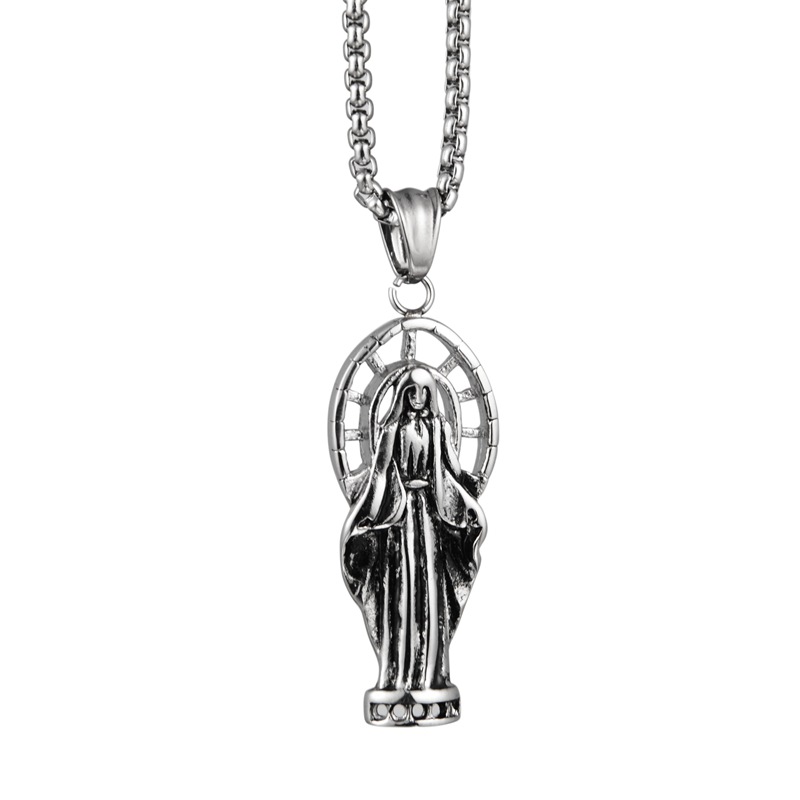 

FHigh Quality Stainless Steel Madonna Pendants Necklace Virgin Mary Pendant Necklaces Madonna Women Necklace Catholic Christian