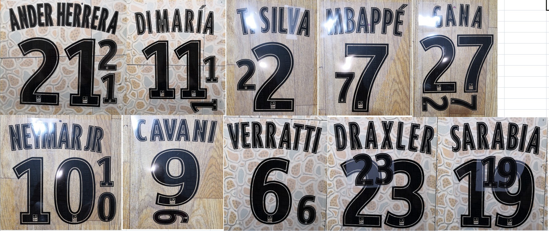 

2019-2020 away KIMPEMBE VERRATTI GANA CAVANI NEYMAR JR DI MARIA CHOUPO-MOTING DRAXLER MBAPPE DANI ALVES nameset patch badge