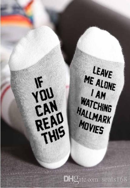 

New Women Watching Christmas Movies Socks If You Can Read This Funny Dress Socks Cotton Mid Tube Socks christmas decorations HH9-2600
