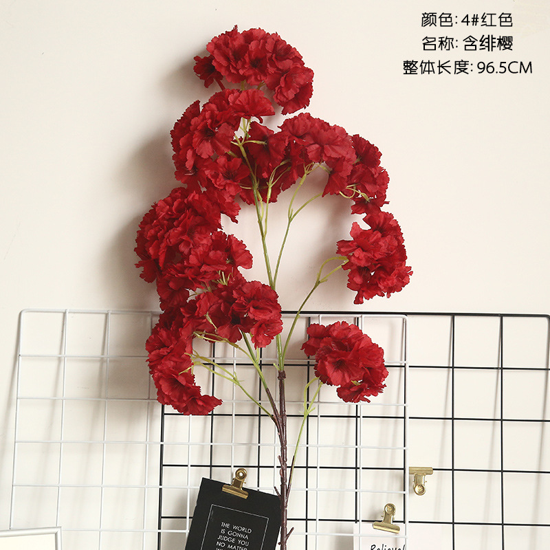 

4 Pcs/Lot Simulation cherry blossom peach Silk Artificial flowers manufacturer fake flowers For home decoration wedding road Leader Decor, Red