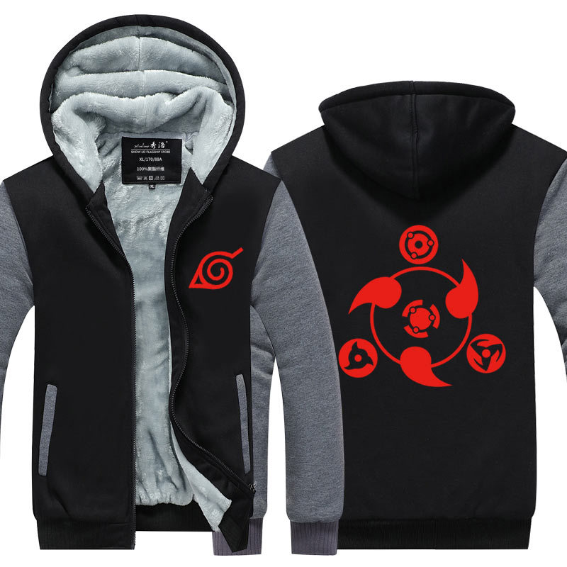 Uchiha Sasuke Zipper Thick Sportswear Streetwear Sweatshirt Hoodie Hooded Unisex Tracksuit Coat Jacket Cosplay Costumes