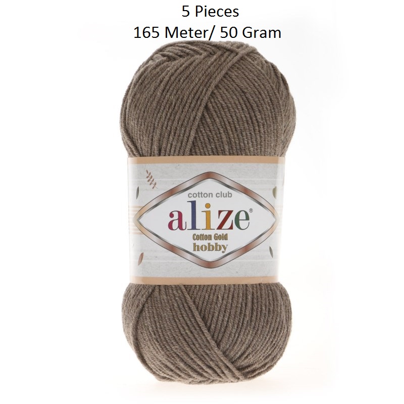 

5 Pieces Alize Cotton Gold Hobby Renk: coffee melange ( Amigurumi Yarn ) 165 Mt/ 50 Gr