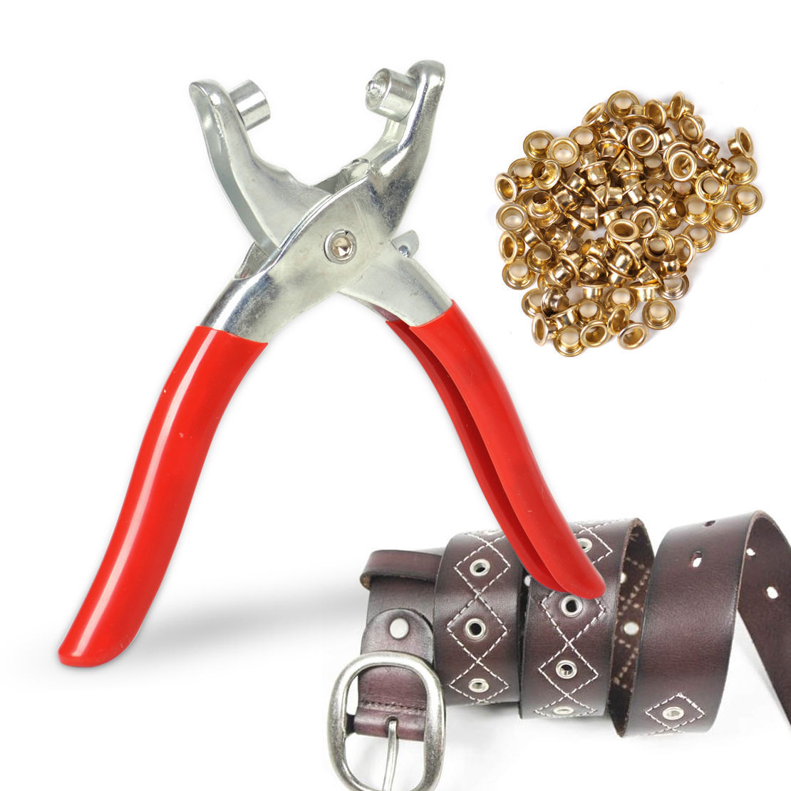Hole punches Grommet Rivets Eyelet Setting Pliers 100pcs Eyelet for Bags Shoes and PU Leather Belt Puncher-image-504929061
