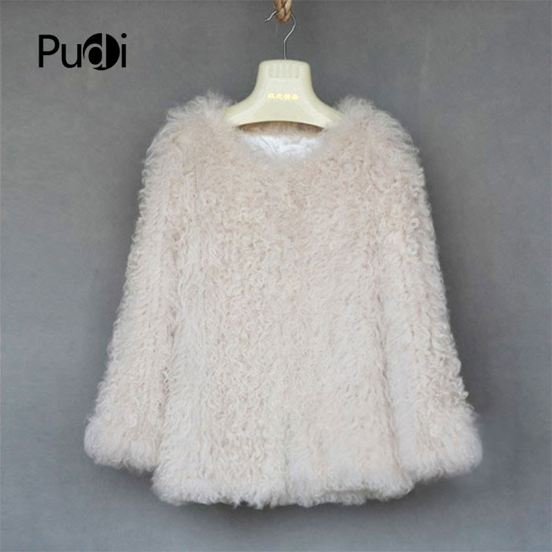 

cr006 New genuine fleece wool fur coat white color women fur jacket long style brand new women knitted coats