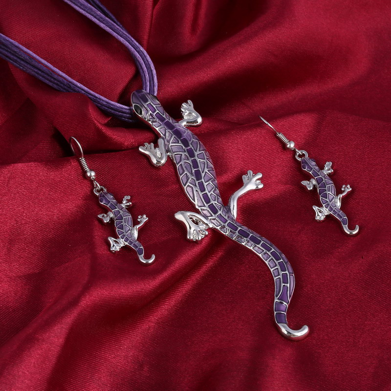 lizard set Ensemble collier pendentif et boucles d/'oreilles /' lézard /'
