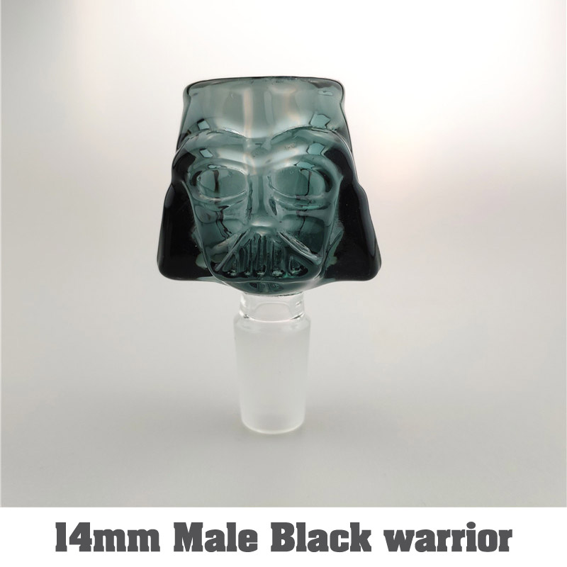 

Male Black Warrior Glass Bowls of 14mm 18mm With Handle Colored Smoking Bong Bowl Piece For Glass Water Pipe Bongs Dab Rigs