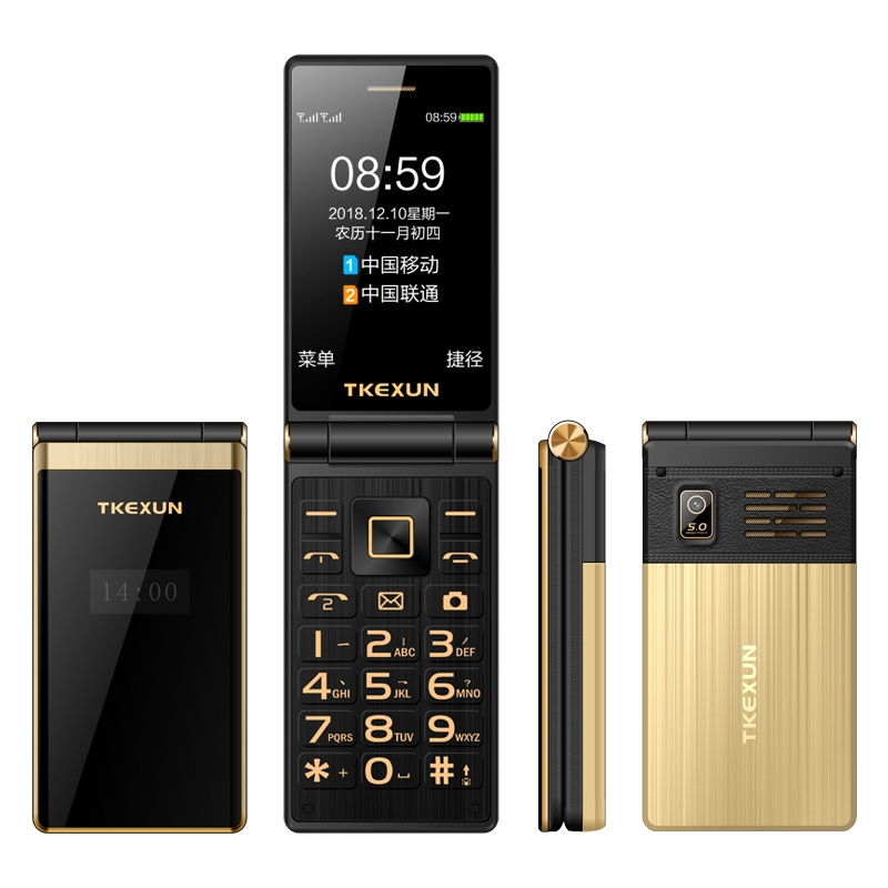 

Luxury Double Display Fashion Flip cell Phones Metal Body Senior Dual Sim card Camera MP3 3.0 Inch Touch Screen Quad Band celular Mobile Phone, Black