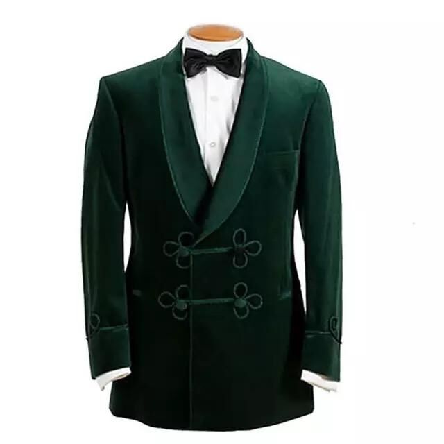 

2019 Casual Style hunter Green Velvet Men Suits Shawl Lapel two Button Blazer Wedding Tuxedos Custom Made Coat jacket, Beige