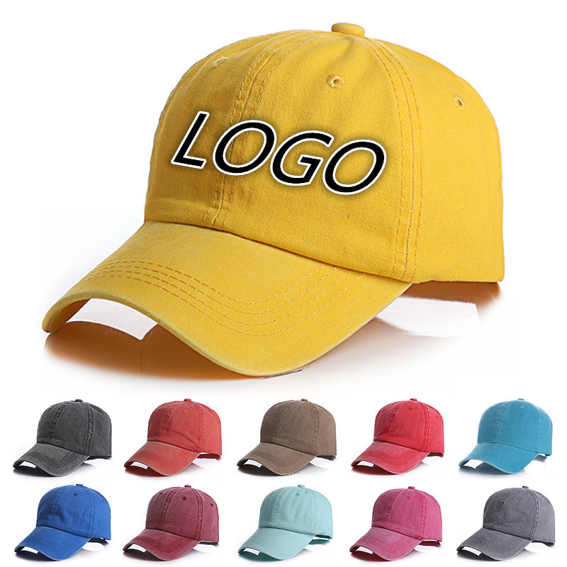 Custom Baseball Cap Vintage Distressed Washed Cotton Dad Hat Cotton Snapback Cap Hip Hop Baseball Travel Soft Top Cap Can Be Customized Logo