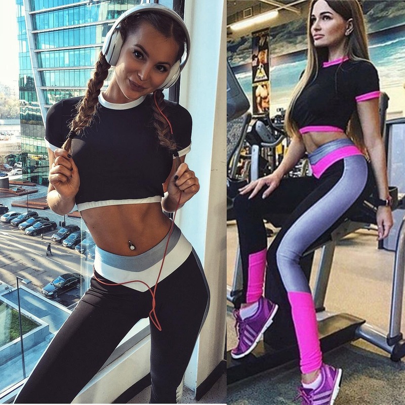 

Sport Leggings Colorful Patchwork Pants Breathable Hip Lifting Yoga Pants Fitness Gym Leggings High Waist Women Yoga, White