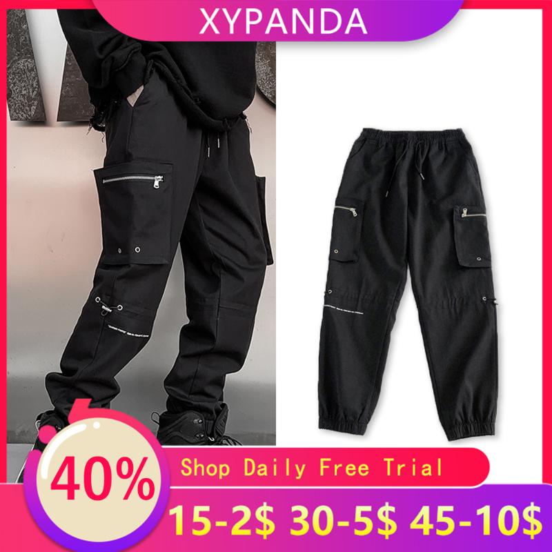 

XYPANDA Men's Multifunctional Function Dark Street Hip-hop Trend Overalls Casual Pants Beam Foot Tide Cargo, Black