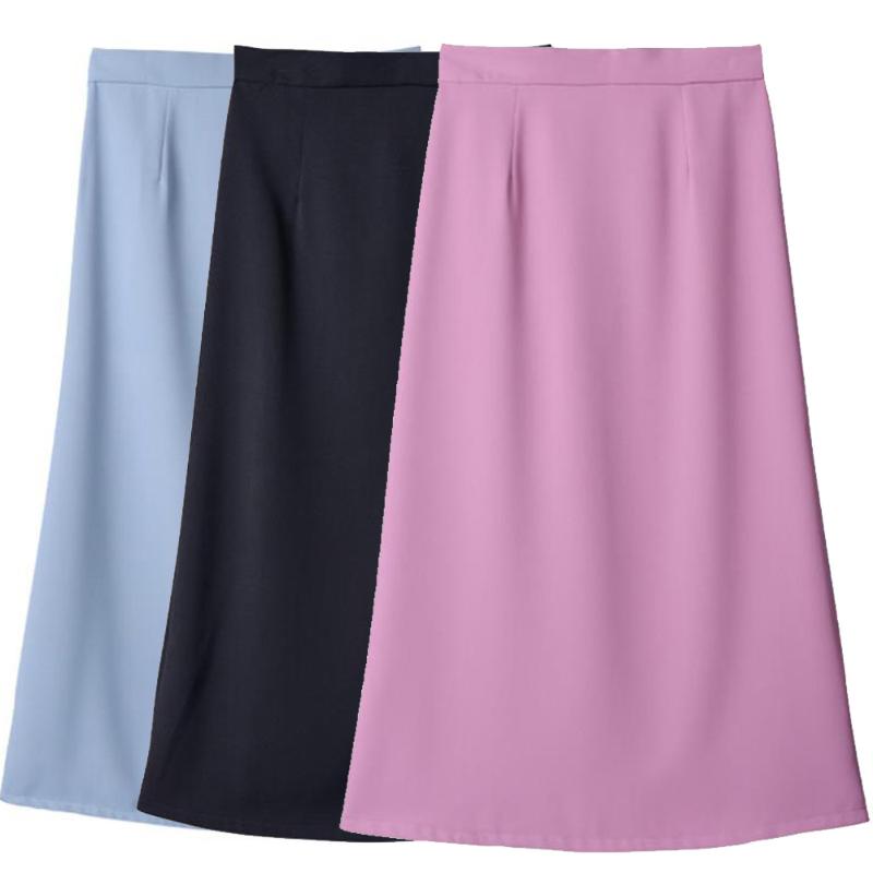 

Solid Pink Bag Hip Skirt Harajuku High Waist A-Line Summer Long Midi Skirt For Women Korean Elegant Ladies Office Skirts Female, Blue skirt